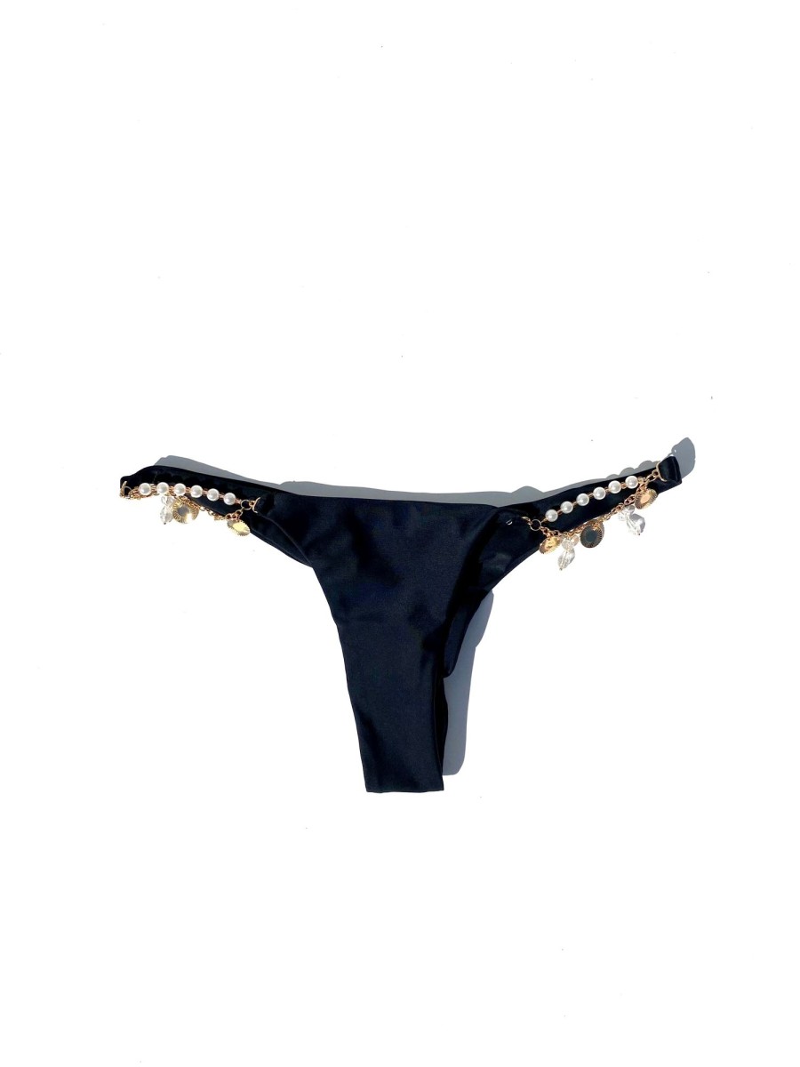 Women Bahimi Bikini Bottoms | Cara Brazilian Bottom-Black Licorice